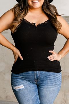 Picture of PLUS SIZE TANK TOP BLACK LACE